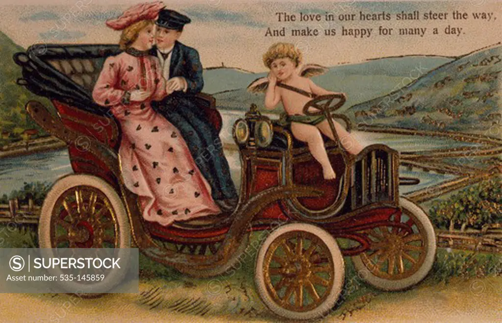 The Love in Our Hearts Shall Steer the Way, Nostalgia Cards, Illustration, 1908