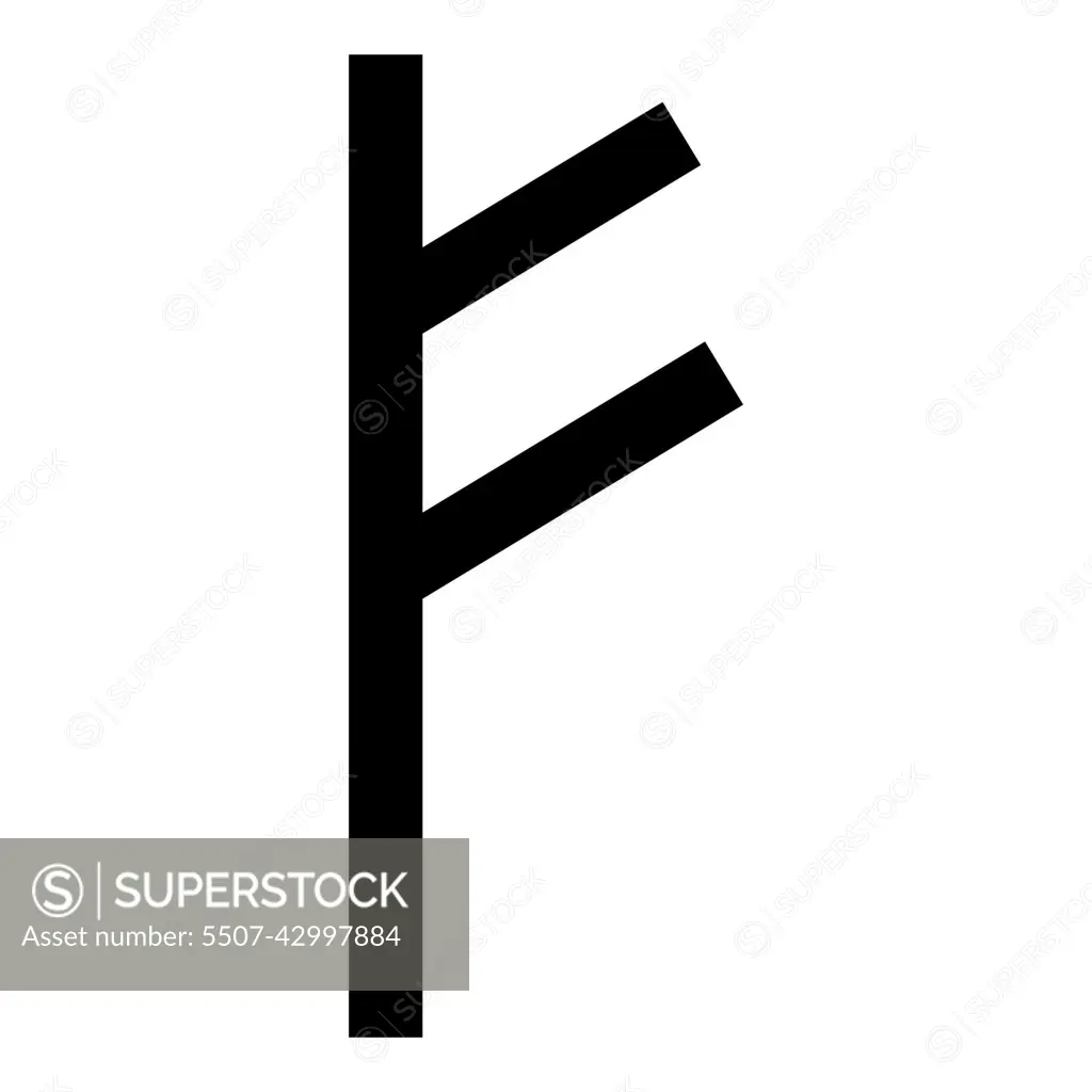 Fehu rune F symbol feoff own wealth icon black color vector illustration flat style image