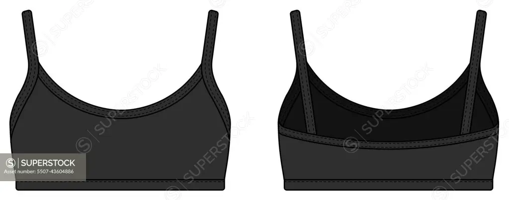 Womens sports bra template vector illustration ( front, back