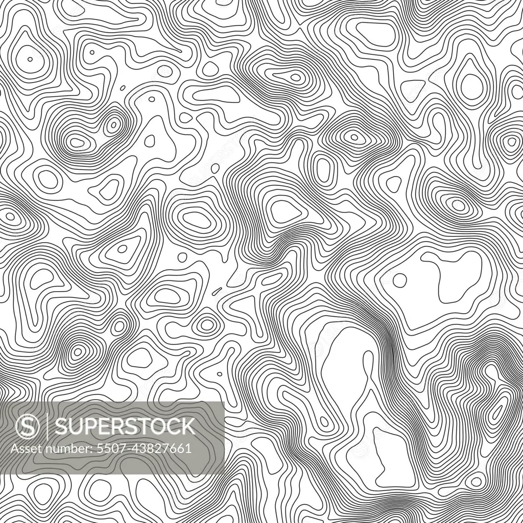 Seamless pattern. Topographic map background with space for copy Seamless  texture. Line topography map contour background , geographic grid .  Mountain hiking trail over terrain . - SuperStock