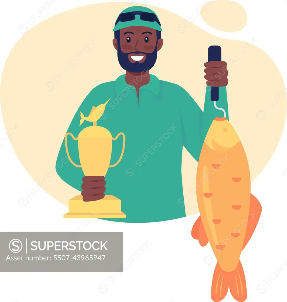 Fishing trophy for catching big fish 2D vector isolated illustration -  SuperStock