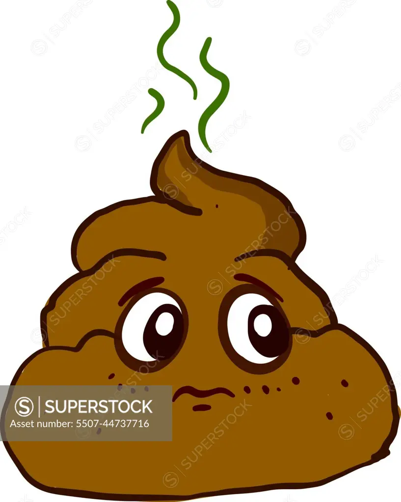 Smelly poop, illustration, vector on white background.
