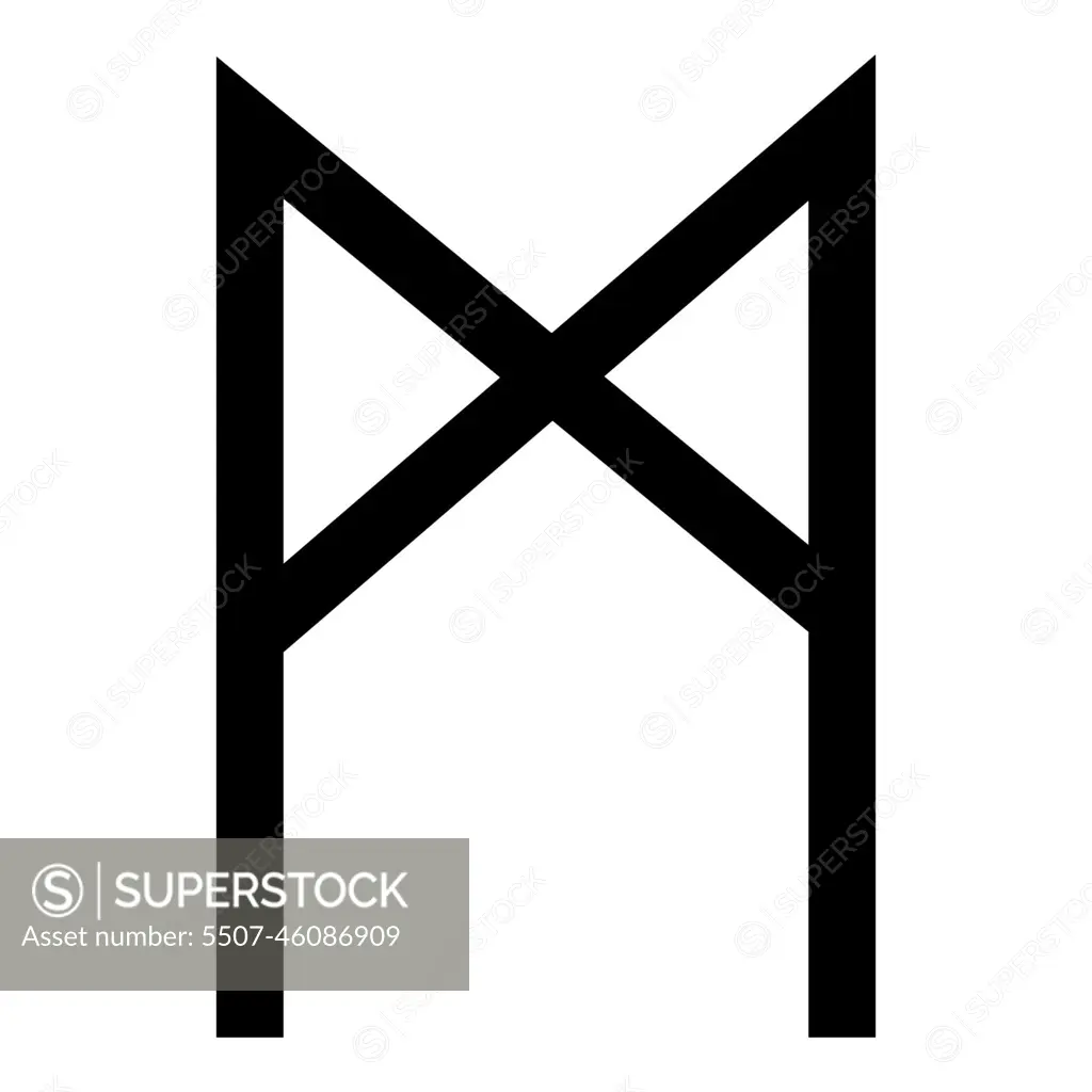 Mannaz rune man human symbol icon black color vector illustration flat style image