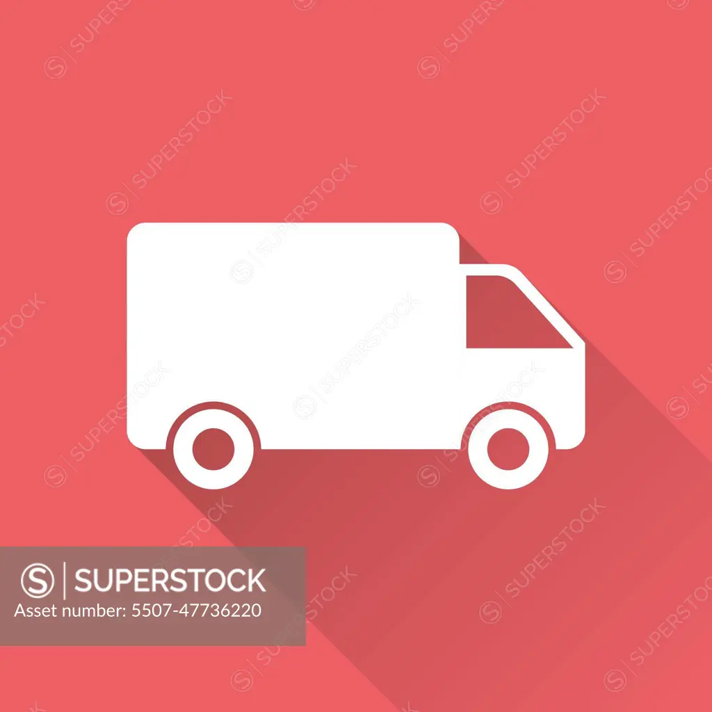 Truck, car vector illustration. Fast delivery service shipping icon. Simple  flat pictogram for business, marketing or mobile app internet concept on  red background with long shadow. - SuperStock