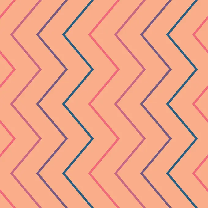 Bright zig zags on peach orange background seamless pattern. Minimalist and simple scandinavian style.