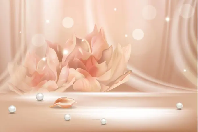 Peach flower gradient soft abstract background realistic vector illustration concept