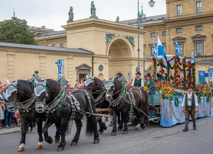 Horse-drawn carriage at the Oktoberfest Parade, Munich, Germany