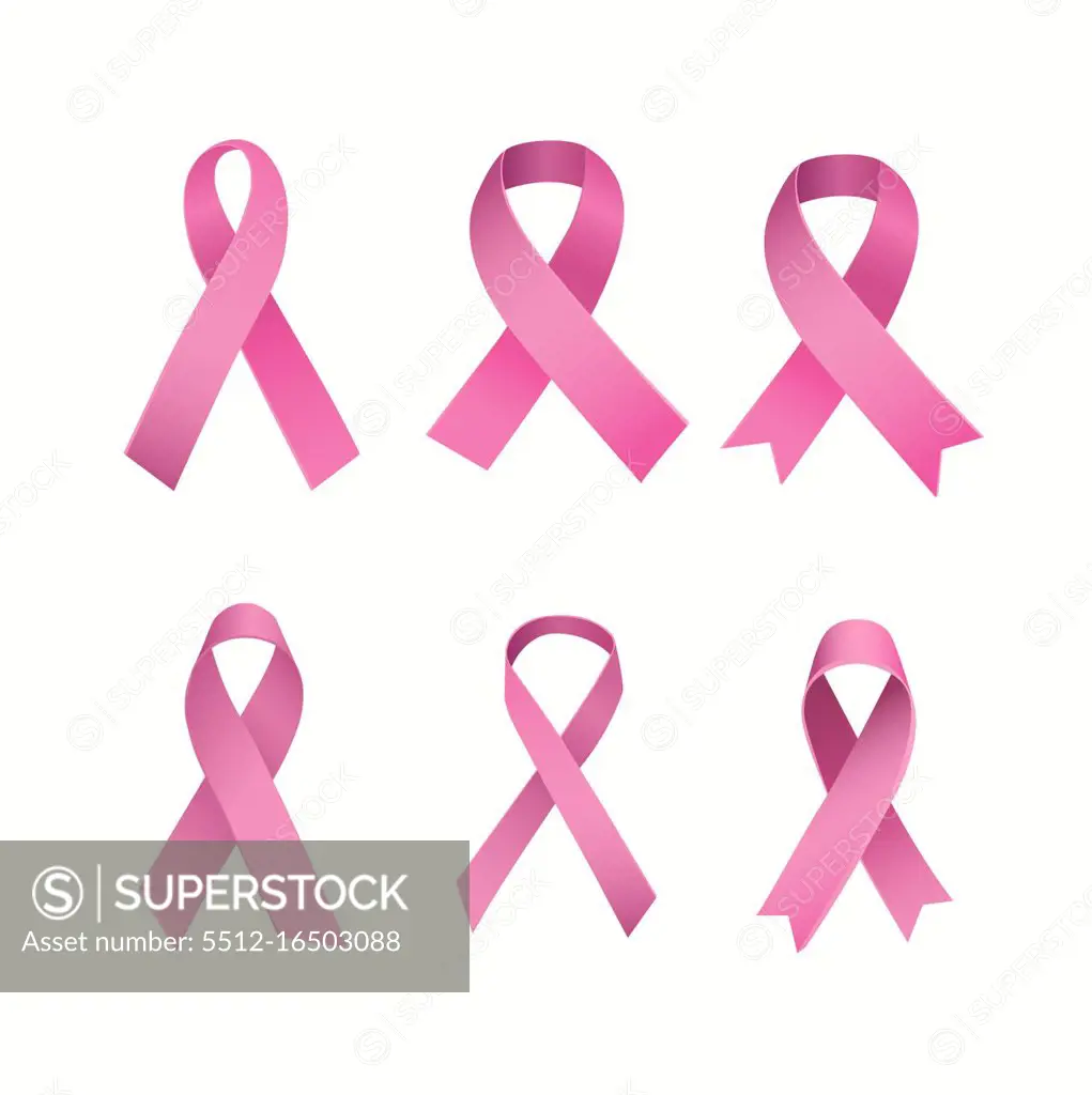 Digitally generated Six breast cancer awareness ribbons