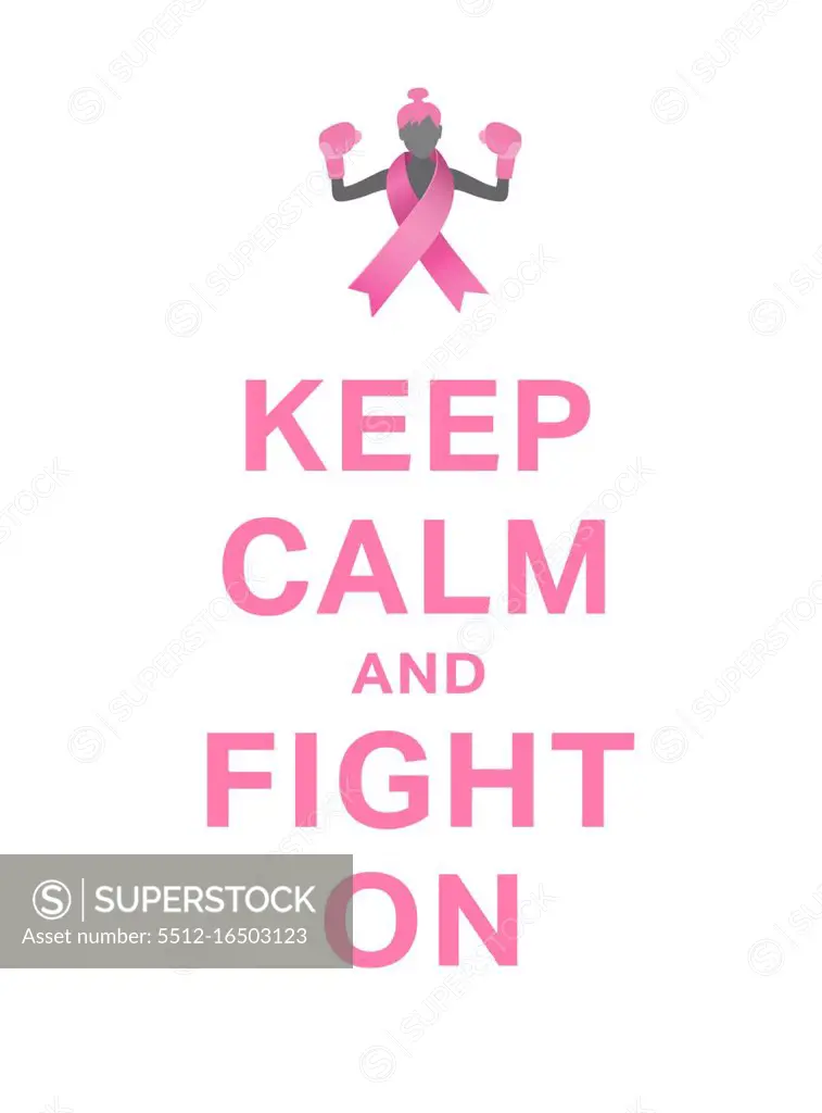 Digitally generated Breast cancer awareness vector with fighting girl