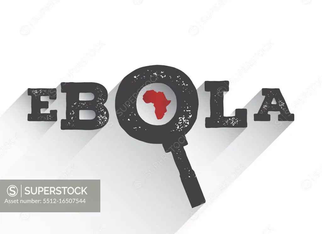 Digitally generated Ebola under the magnifying glass vector