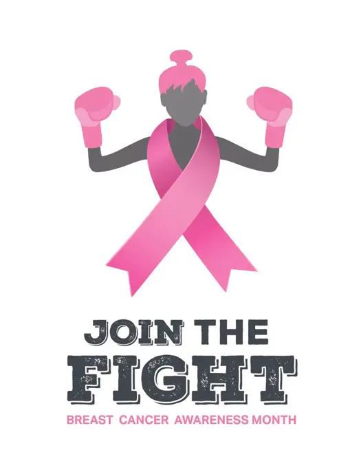 Digitally generated Breast cancer awareness vector with fighting girl