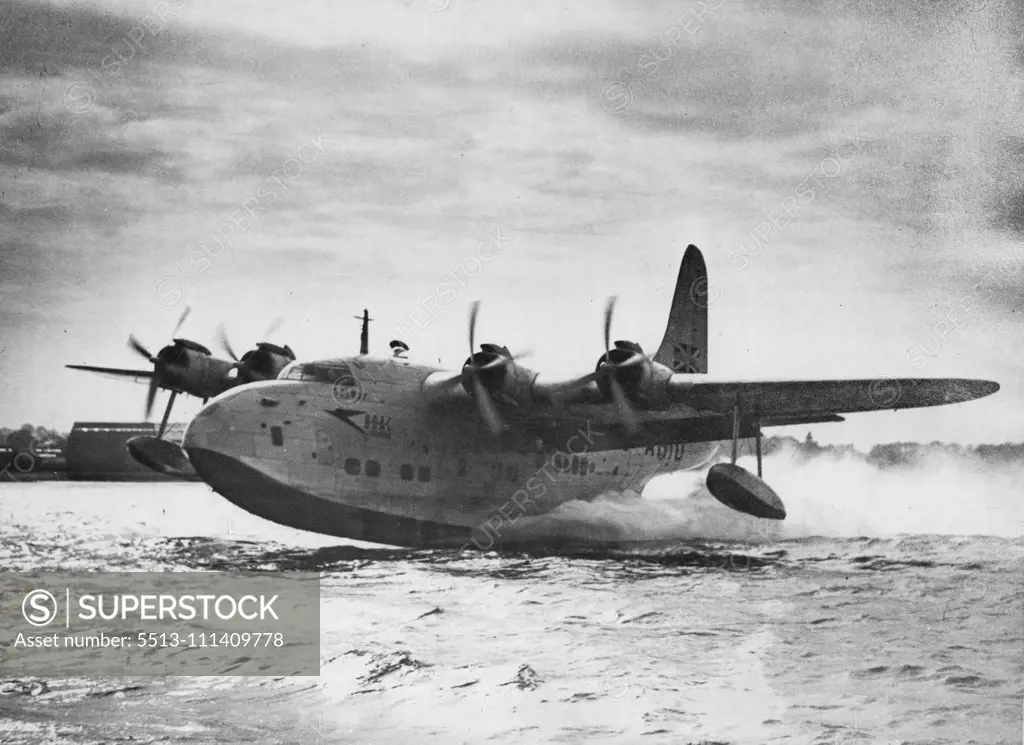 Solent flying boat of British Overseas Airways Corporation. January 1, 1951. (Photo by Whites Aviation Limited).