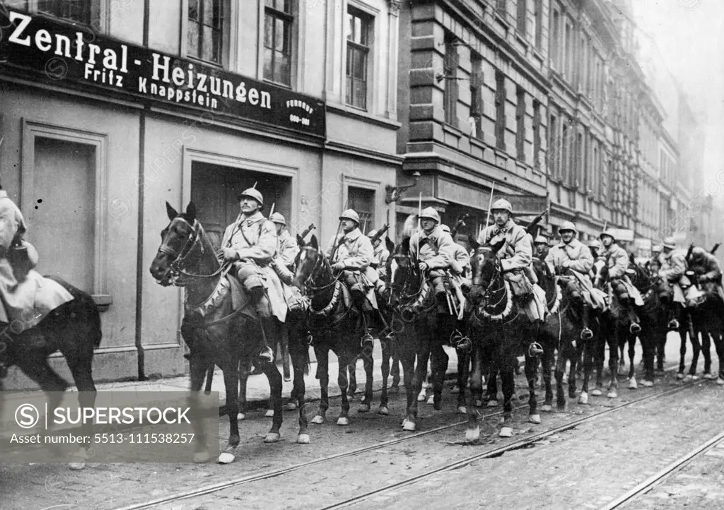 The French Occupation of Ruhr Valley: French Cavalry entering Essen. January 1, 1929. (Photo by Central News).