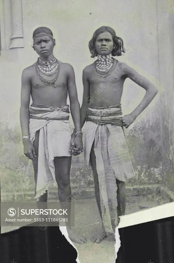 Two head hunters, members of the Orissan ***** of man bhoom. December 08, 1937.;Two head hunters, members of the Orissan ***** of man bhoom.