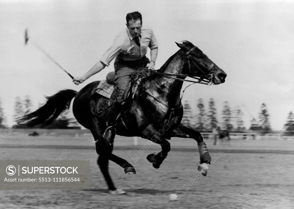 Bob Ashton, Polo Practice. July 25, 1938.;Bob Ashton, Polo Practice.