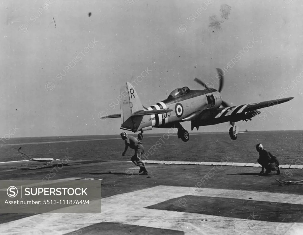 Below is a Sea Fury, several of which took part in the chase. July 17, 1951. (Photo by British Official Photograph).;Below is a Sea Fury, several of which took part in the chase.