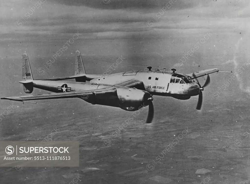 New U.S. Air Force "Pack" Plane -- After successful flights with its cargo-carrying fuselage over the Fairchild Aircraft Division plant, the new XC-120 Pack plane for the U.S. Air Force was flight tested with the 'pod' or 'pack' removed. This feature enables heavy cargo and supplies to be flown to air strips near the front lines, the 'pod' or 'pack' removed and the wings to be flown back for another 'pod'. It could also return with an empty 'pod' to be reloaded or a load of litter patients. The 