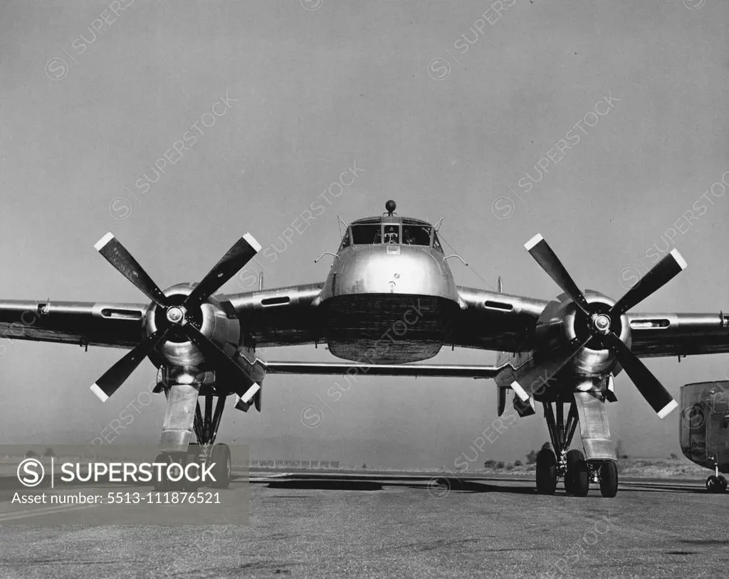 Minus its cargo-carrying detachable fuselage, the new Fairchild XC-120 Packplane taxis easily on its specially-designed quad- ricycle landing gear. The cargo compartment fits beneath the plane, held in place by four centrally-placed connections. October 01, 1950. (Photo by Dan Frankforter, Fairchild Aircraft).;Minus its cargo-carrying detachable fuselage, the new Fairchild XC-120 Packplane taxis easily on its specially-designed quad- ricycle landing gear. The cargo compartment fits beneath the p