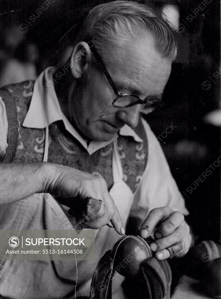 At the request of English captain Len Hutton, a Melbourne firm recently sent six handsewn cricket balls to him in Perth for practice purposes. Mr. C. Jones making them. He has been handsewing cricket balls for 30 years. An 5 English critic recently complained the English team had to use three different kinds of balls, the handsewn being reserved only for Tests. October 27, 1954. 