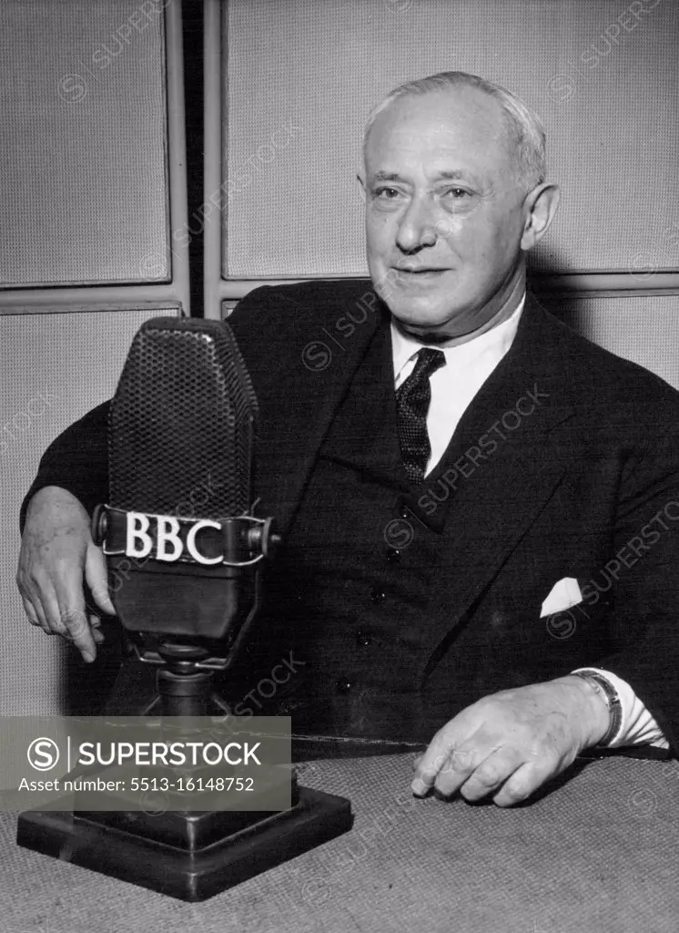 The Right Honourable Emanuel Shinwell, M.P., Minister of Defence in the 1950-51 Labour Government, and a former Secretary of State for War, making a recording for the BBC English Service parliamentary programme "Under Big Ben". November 04, 1955. (Photo by BBC European Service).