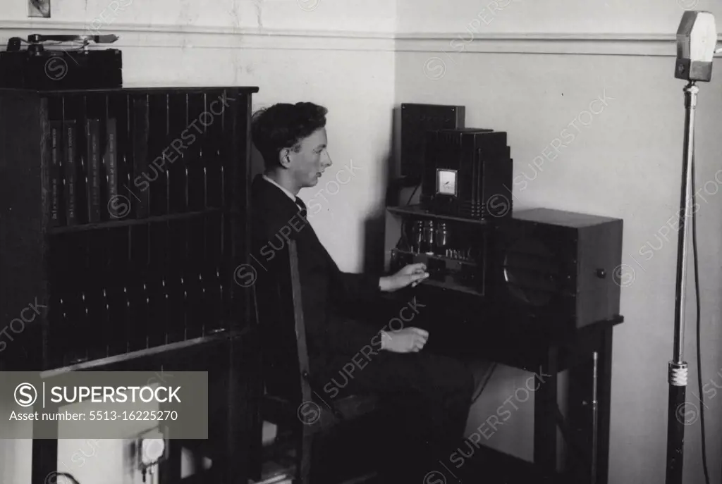 Timer Pupet at Melb. Boy's Hich School controls 3/4 broadcast system. May 16, 1940.
