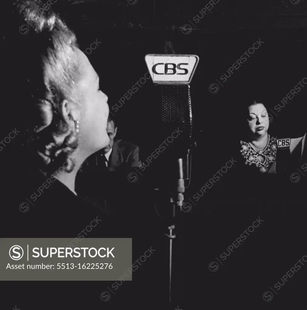Bessie Mack, right, listens from control booth as model Helen Manning auditions with The Man I Love. March 25, 1948.