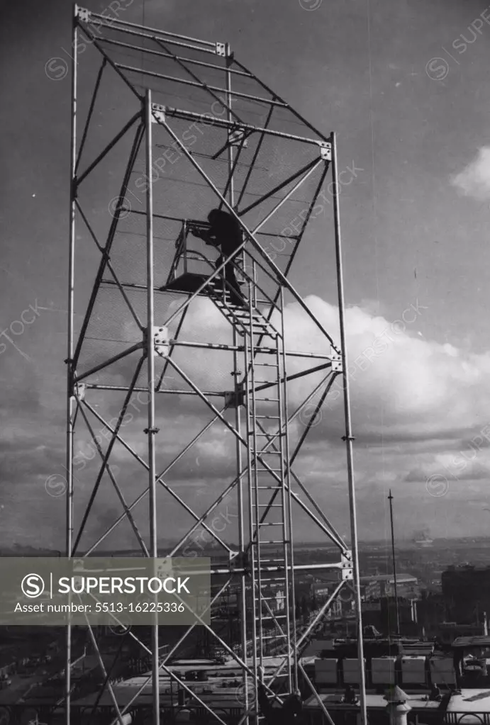 Checking aerial equipment for the frequency modulation radio telephone. June 3, 1949. 