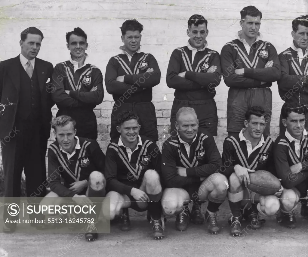 Country II 1947 League Team. J. Rudglis, D. Stuart, *****, B. Churchill, R. Smith, H. Banks, W. Garlich, Fingary, J. Winnley. June 10, 1947.