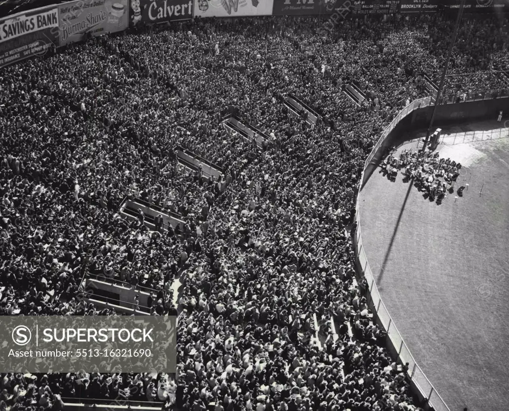 Early Birds - Here is a general view of the bleachers at Yankee Stadium -- Two-And-A-Half-Hours before game time -- with all available seats occupied. The fans await the opening game of the World Series between the New York Yankees and the Brooklyn Dodgers, September 30. September 30, 1947. (Photo by Associated Press Photo).