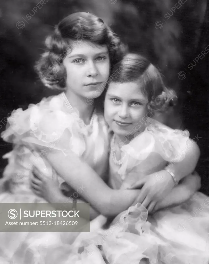 Unpublished portrait of the Princesses. Princess Elizabeth's birthday April 21st. Not to appear before April 17th. May 1, 1940. (Photo by Marcus Adams).