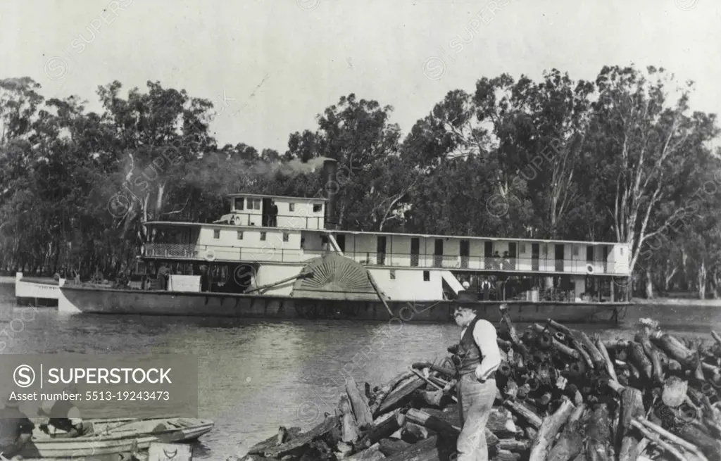 Fastest of the old paddle-steamers was the Ellen, owned ***** Mildura. Timbercutters laid down dumps of fuel at *****. April 26, 1955.