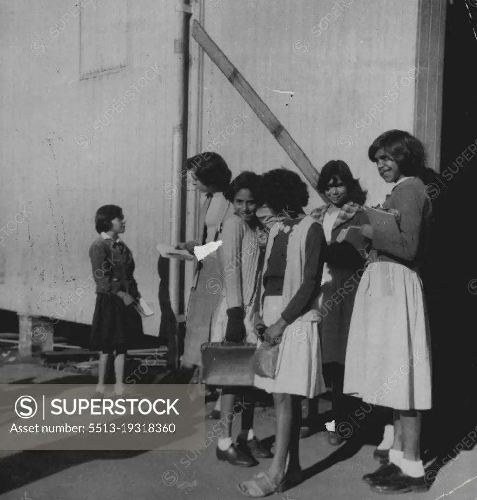A group of aboriginal children attending the Taree Public School, NSW. August 11, 1955.