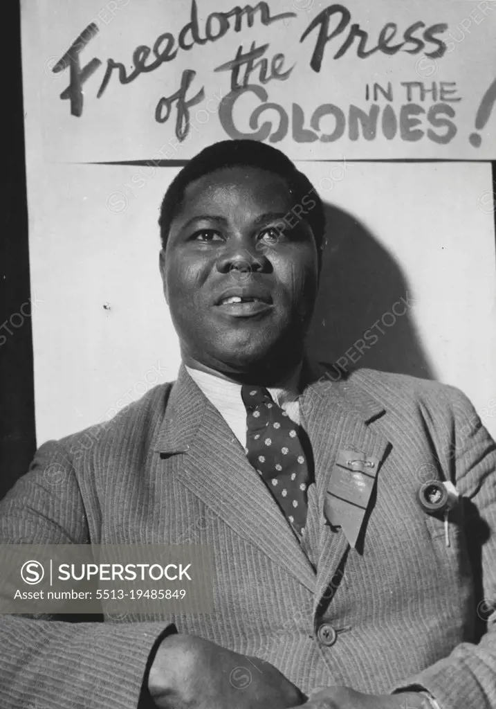 Africa Speaks In Manchester -- The Nigerian Trade Unionist - Chief A. S. Coker, represents unions with membership of half a million workers. He demands full franchise for the black worker. August 1, 1950. (Photo by Paul Popper).
