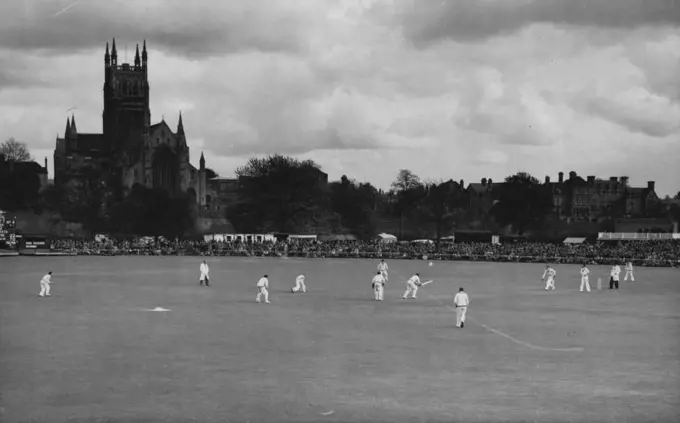 Aussies Open - A general view of the Worcestershire county ground today April 29 during the first day's play between the county and the Australian touring side. Worcestershire ended the first day's play with 246 three wickets. April 29, 1953. (Photo by Associated Press Photo). 