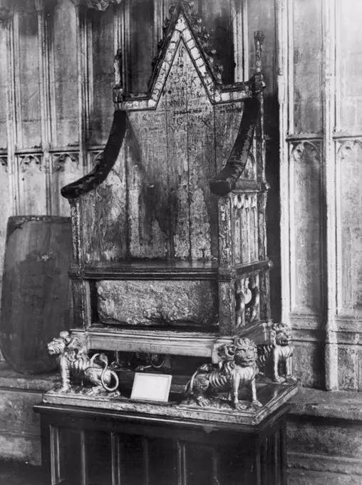 Coronation Chair & Thrones - British Royalty. April 12, 1936. (Photo by Sport & General Press Agency, Limited).