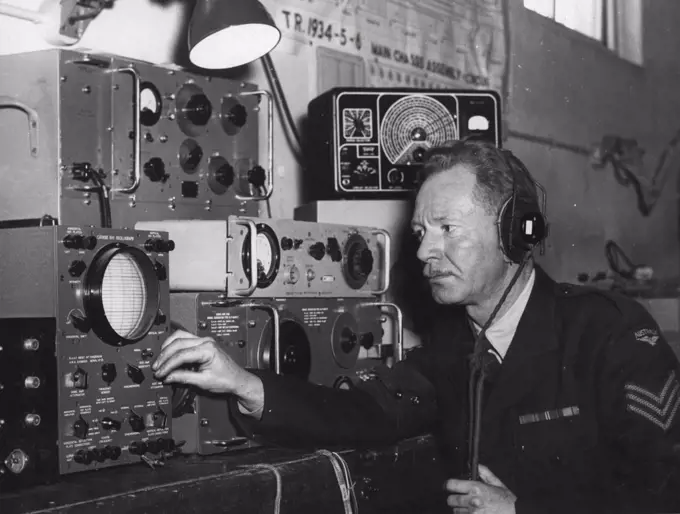 In Malta Sergeant John ***** of Adelaide, was the first RAAF man from the RAAF's No. 78 (fighter) Wing to be granted a licence as an amateur radio operator by the Maltese Government. His call sing is ZB100. January 21, 1955. (Photo by RAAF Official Photo).