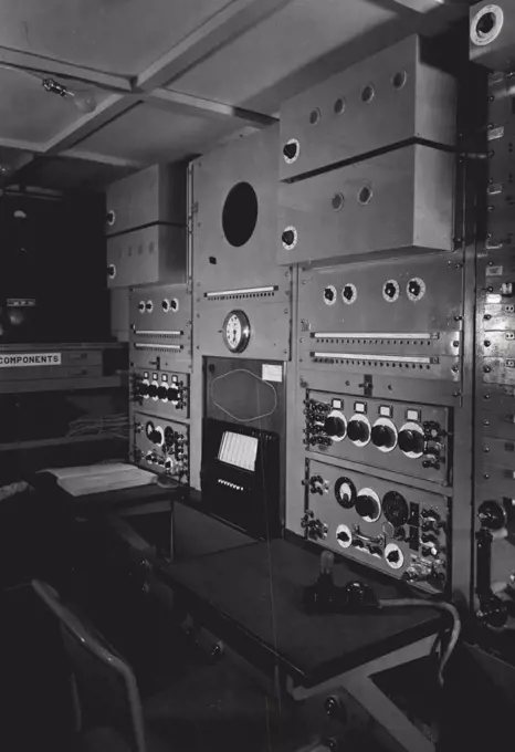 BBC Mobile Control Room, for use in emergency to replace any studio premises which may be put out of action. Close-up of the two control positions. October 01, 1943. (Photo by BBC).