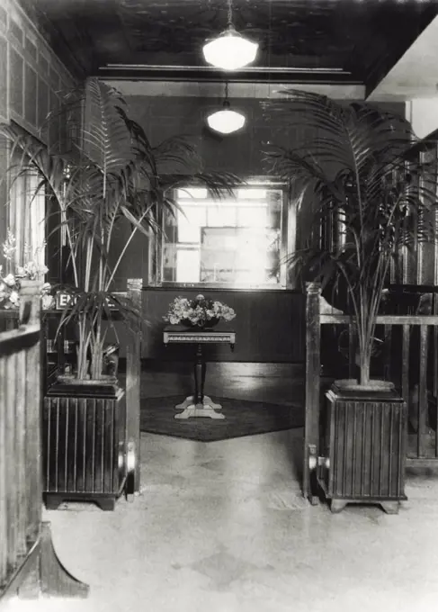 Entrance & waiting room at 2UW her studio in the State Shopping Block - the control room is this the window at the back of the picture. October 30, 1933. 