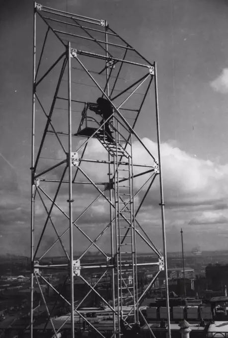 Checking aerial equipment for the frequency modulation radio telephone. June 3, 1949. 