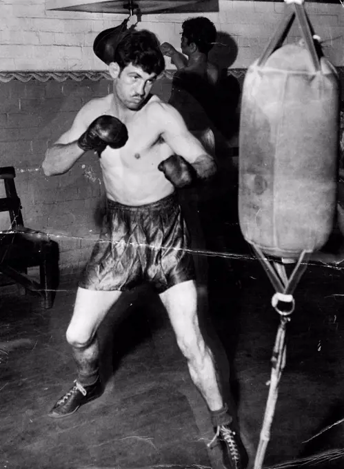 Only the punching bag lasted more than three rounds  while Johnson trained for his first five Sydney fights. None of his opponents did. Don Johnson has been the year's sensation at the Sydney Stadium. He looks peaceful chap but don't be misled. He's tough in the ring. November 22, 1950.