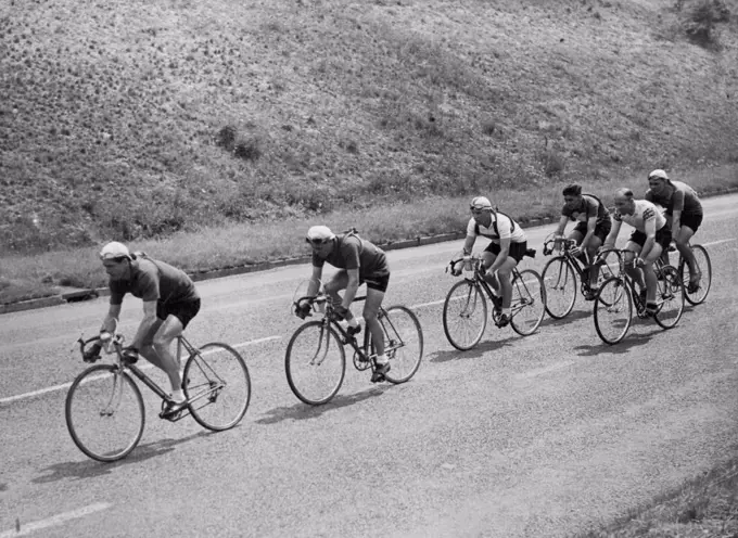 Australian Cyclists -- A. R. Strom and R. A. Arnold leading in a 500 mile race.How far are they going? Only 500 miles! So Strom and Arnold appear to be taking it easy in the lead. September 01, 1951. (Photo by Sport & General Press Agency Limited.).