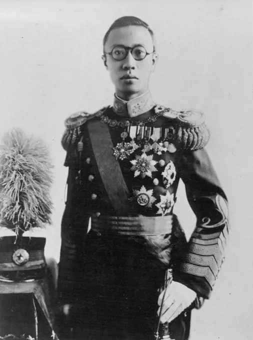 Manchukuo Emperor...Newest portrait of the Emperor Kangto, who is to visit Japan to congratulate the Imperial family on the 2,600th anniversary of the Japan Empire, in June. May 20, 1940. (Photo by The Domei News Photo Service).