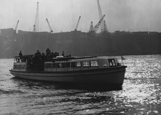 A Thames Water-Bus Service - The Odelia, during the trial spin.The launch Odelia, used to demonstrate an experimental service of Thames water buses to be operated during the summer months between Putney and Tower Pier. Each boat, built during the past two years as pleasure craft, is 66ft. Long, with a 15ft beam, and can carry 150 to 170 passengers. February 26, 1948. (Photo by L.N.A.).