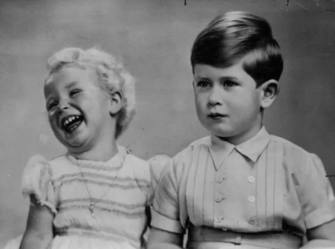 Prince Charles Is Four Today -- This Charming study of Prince Charles with Princess Anne was made to Commemorate his fourth birthday anniversary. November 26, 1952. (Photo by Associated Press Photo).