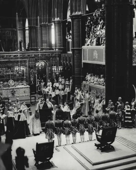 The Coronation Of H.M. King George VI.The Coronation Ceremony. Crowning the King in Westminster Abbey. May 12, 1937. (Photo by Sport & General Press Agency, Limited)