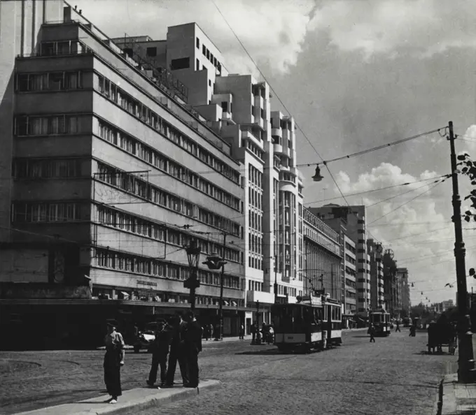 Bratianu Boulevard, Bucharest, one of the modern streets in the capital of Rumania. August 25, 1944.