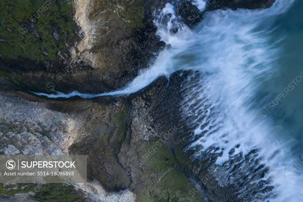 A Stream meets Breaking Waves on a Rockey California Coast