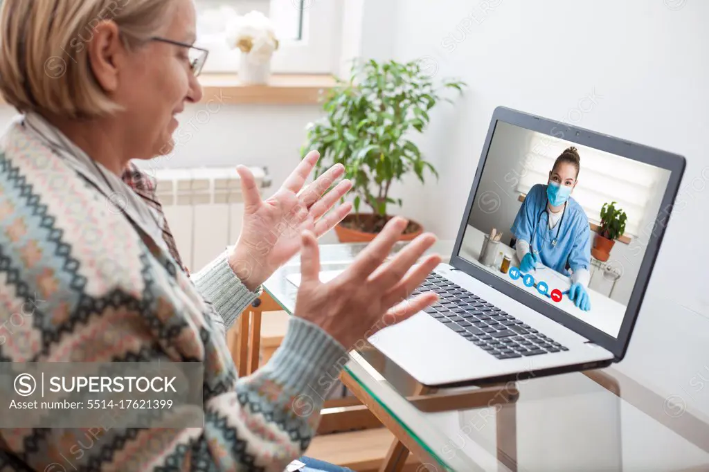 Elderly patient and female doctor telemedicine concept