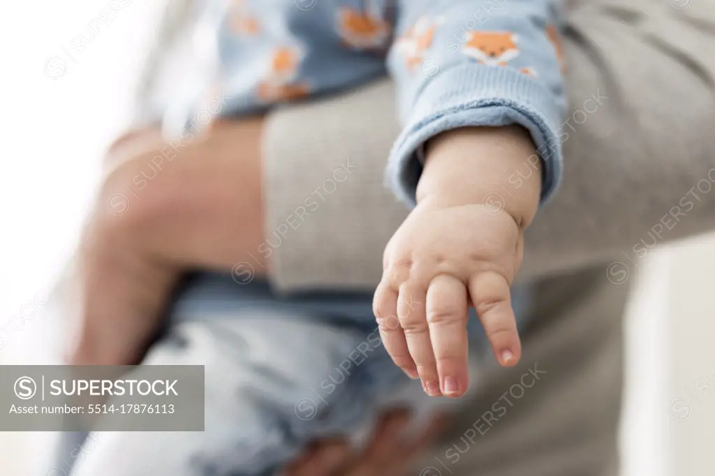 close up view of a chubby child's hand