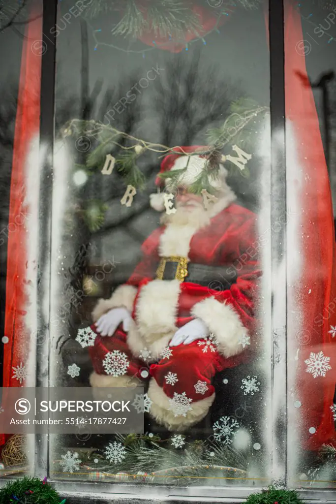 Santa Claus in a Window Display